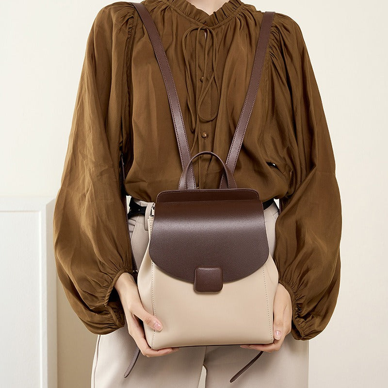 Kunststof lederen rugzak vrouw minimalistisch design elegant - Nadège