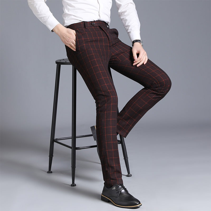 Formele geruite herenbroek in slim fit - Léon