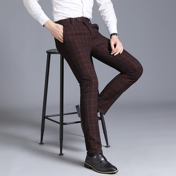 Formele geruite herenbroek in slim fit - Léon