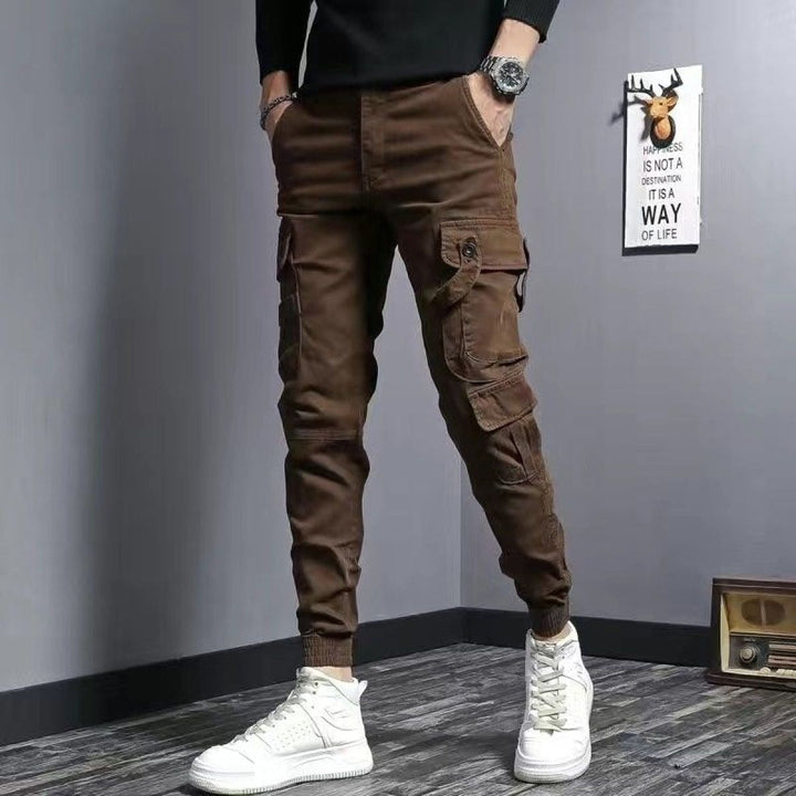 Cargo herenbroek katoen slim fit steekzakken - Marius