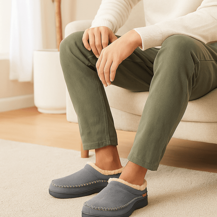 Klassieke pantoffels van pluche voor heren - Renhal