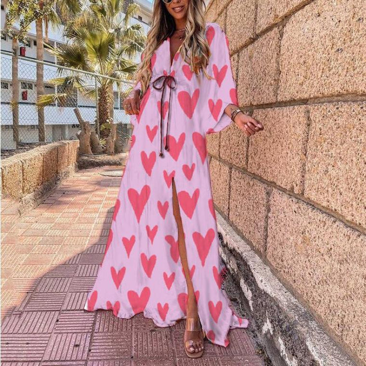 Britanny - Bedrukte bohemien strand luxe maxi jurk