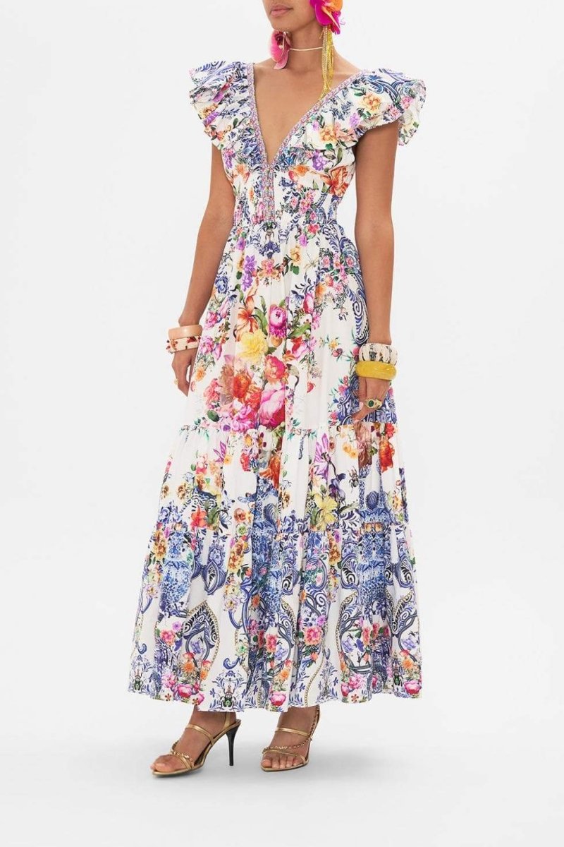 June - Maxi jurk met bloemenprint en ruches