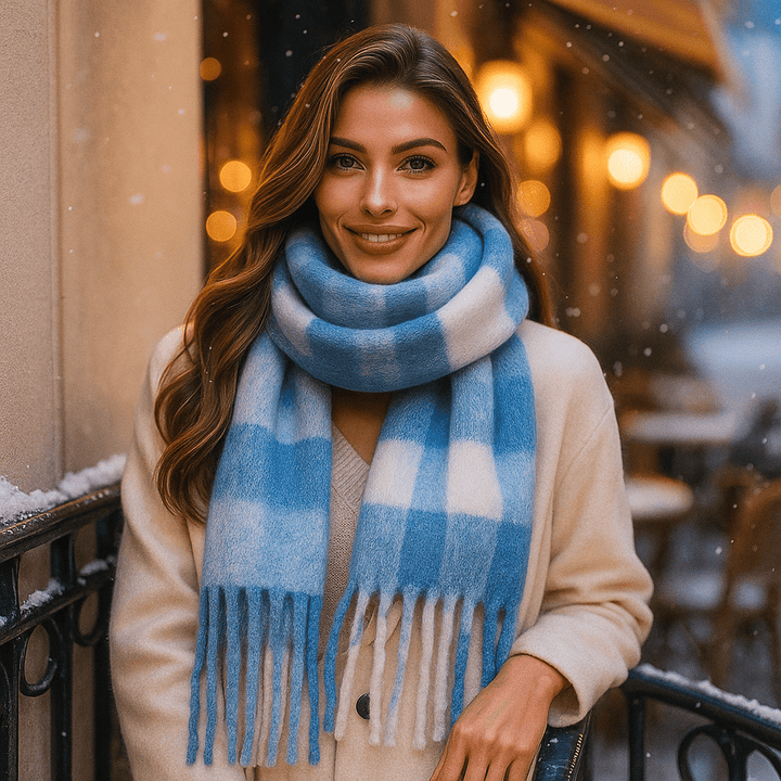 Geruite damessjaal met zacht en elegant effect - Karmin