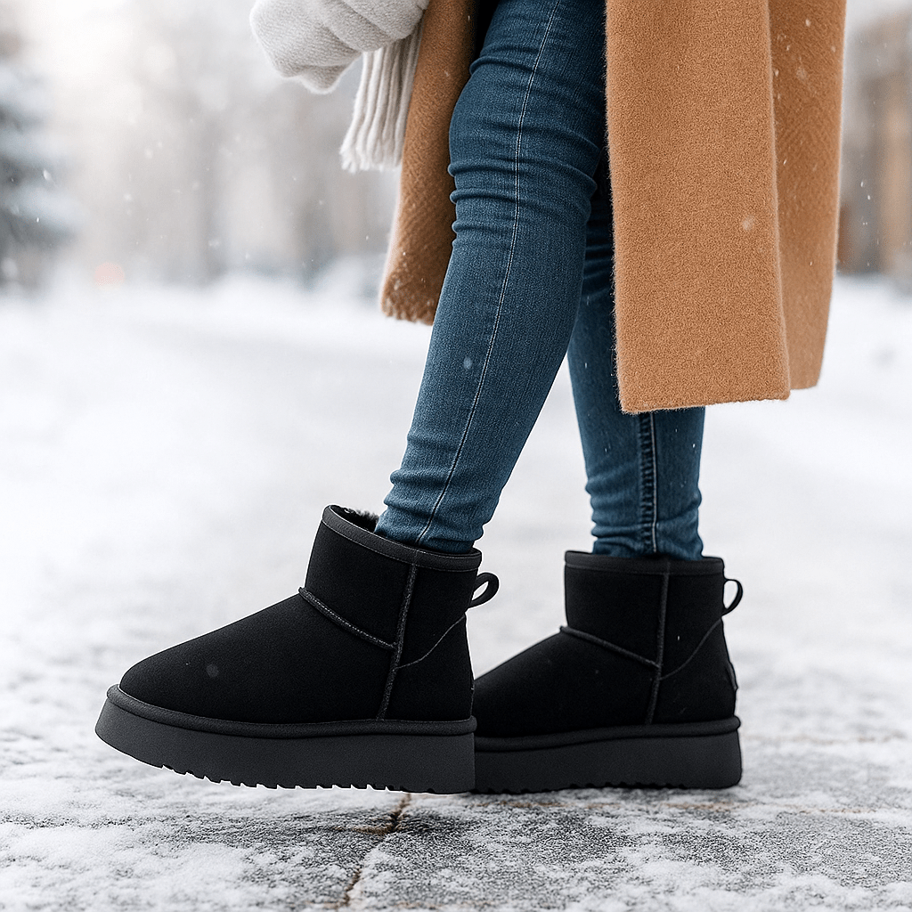 Enkellaarsjes met suède-effect voor dames - Nalvine