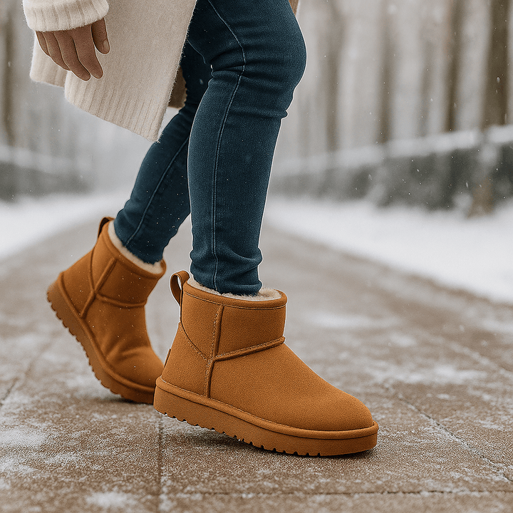 Enkellaarsjes met suède-effect voor dames - Nalvine