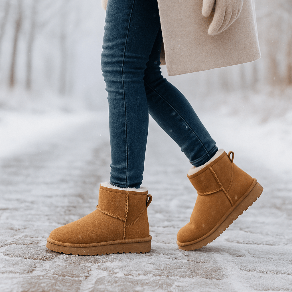 Enkellaarsjes met suède-effect voor dames - Nalvine