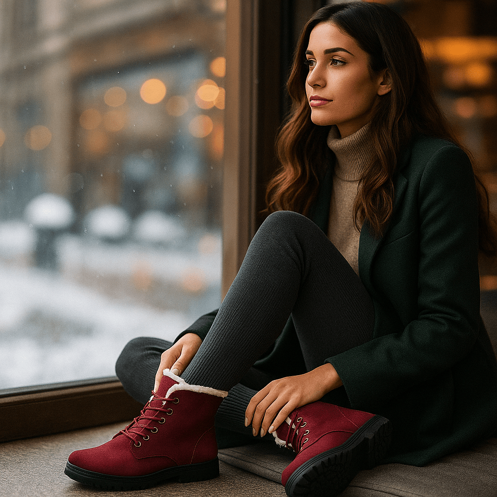 Enkellaarsjes voor dames met pluche-effect - Lirenne