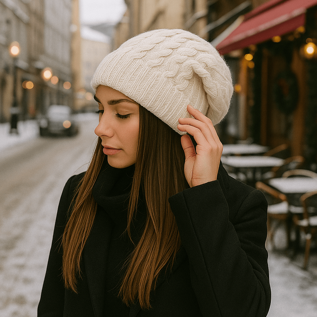 Damesmuts met grof gebreid effect - Serane