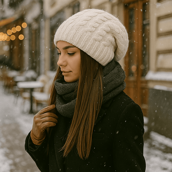 Damesmuts met grof gebreid effect - Serane