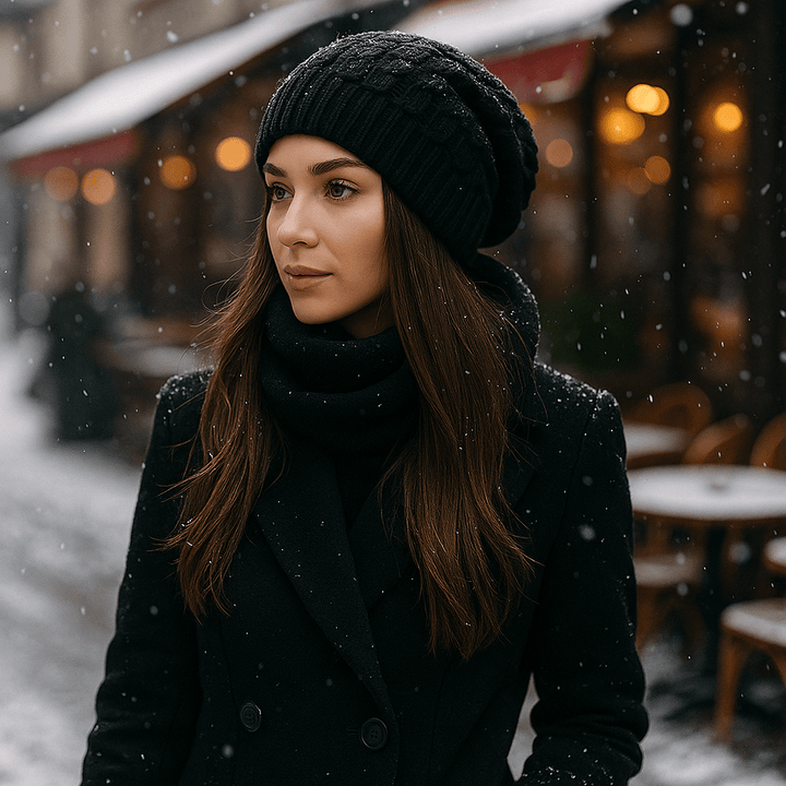 Damesmuts met grof gebreid effect - Serane