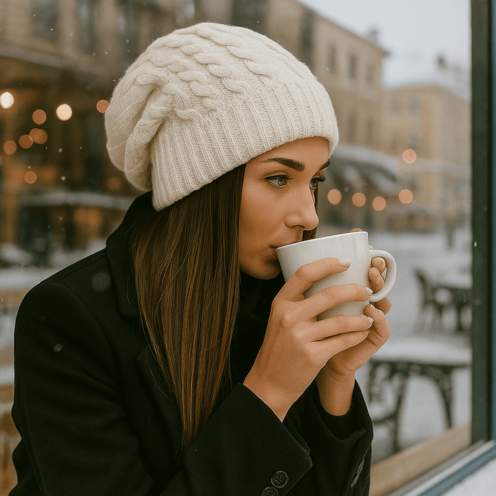 Damesmuts met grof gebreid effect - Serane