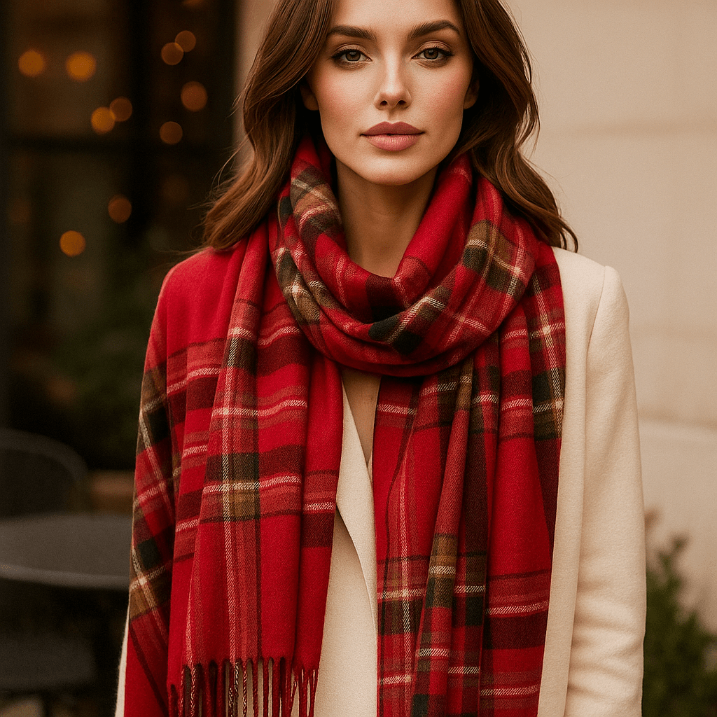 Pehmeä ja Tyylikäs Ruudullinen Huivi – Liora - EmiyoSuomi - Huivit