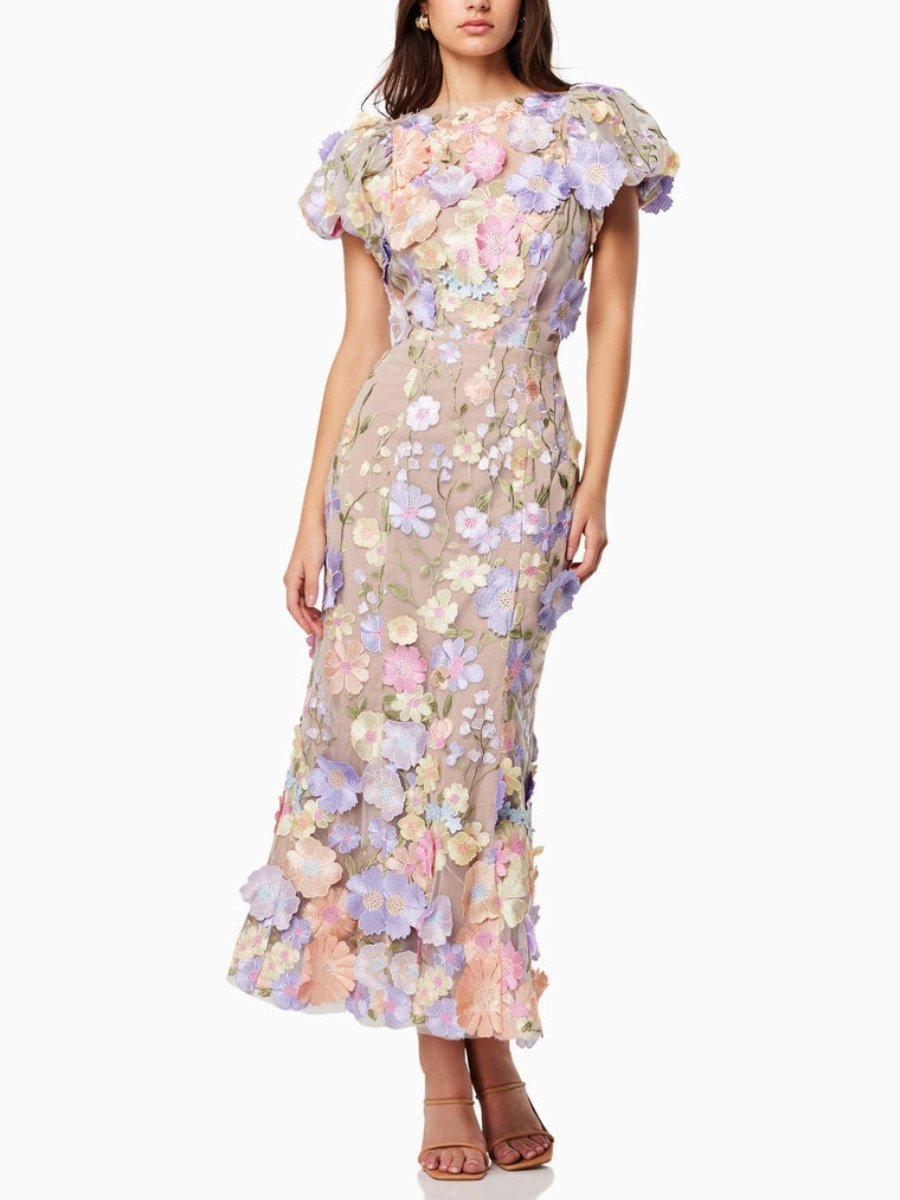 Floralina - 3D kanten maxi jurk