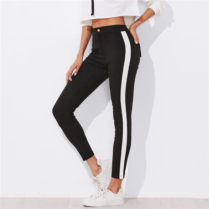 Zuri - Paneelstreep skinny leg broek