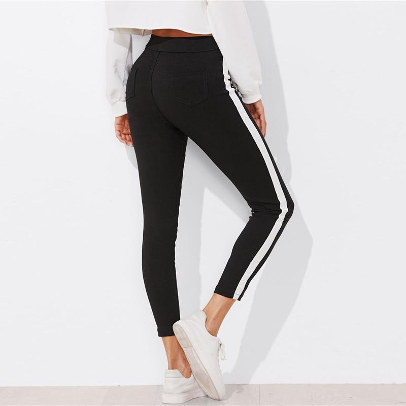 Zuri - Paneelstreep skinny leg broek