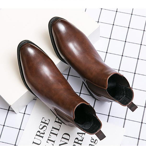 Leren enkellaarsjes met elastiek aan de zijkant - Heberto