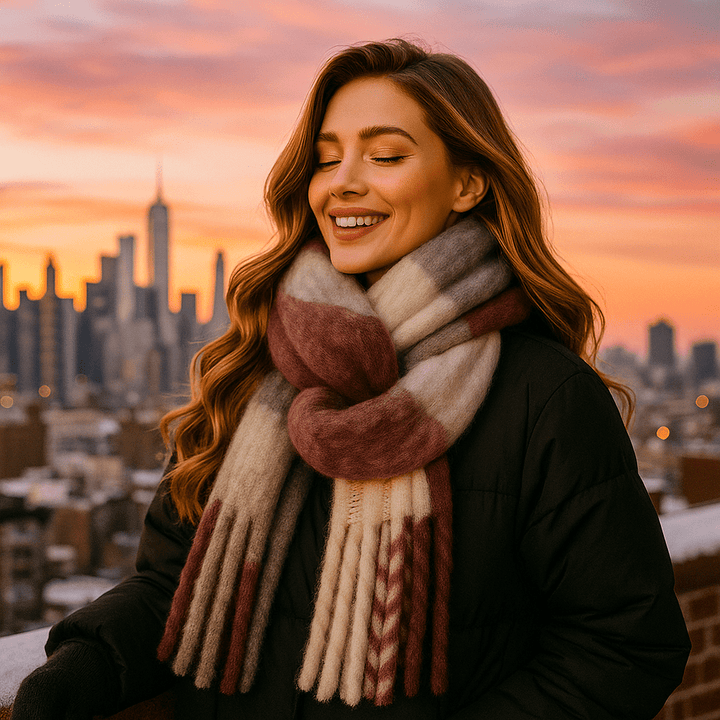 Dikke sjaal met woleffect voor dames met lange franjes - Naima