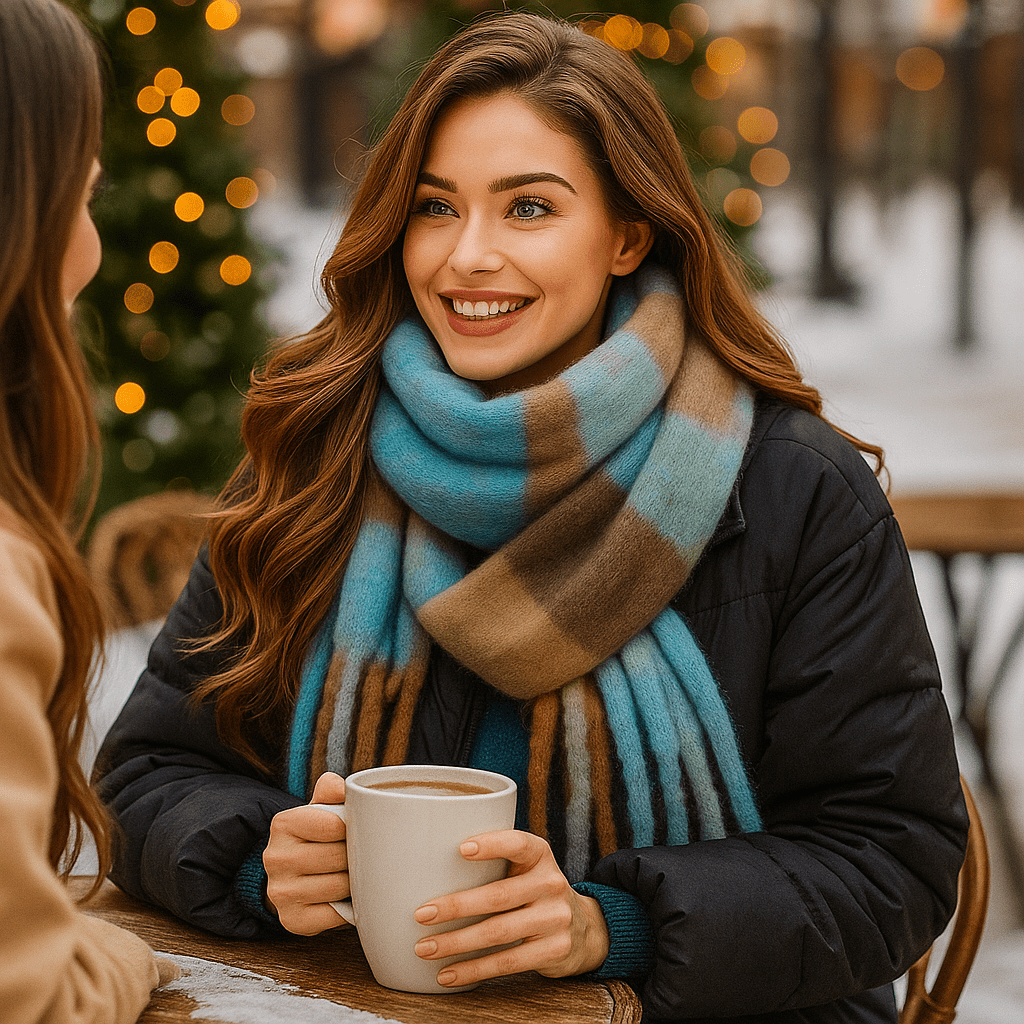 Dikke sjaal met woleffect voor dames met lange franjes - Naima