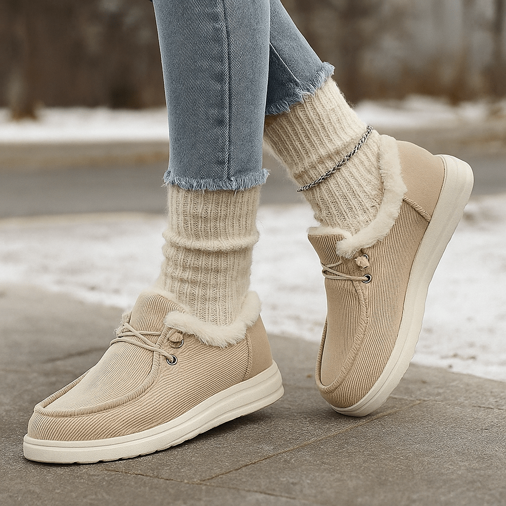 Mocassin enkellaarsjes met pluche voering - Cerine