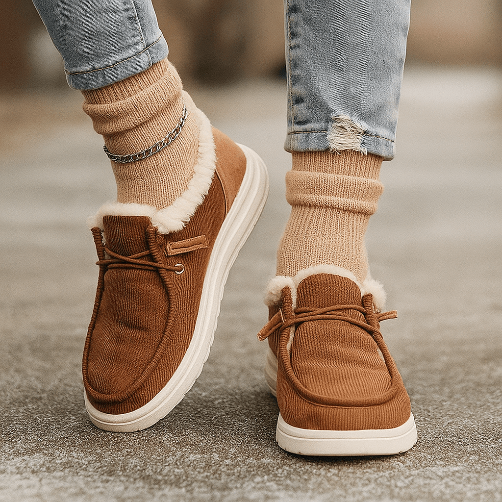 Mocassin enkellaarsjes met pluche voering - Cerine