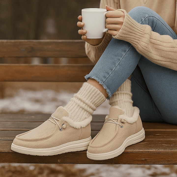 Mocassin enkellaarsjes met pluche voering - Cerine