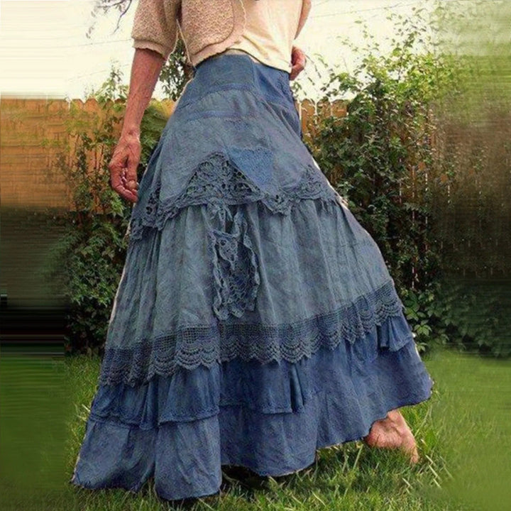 Gelaagde kanten boho lange rok, romantisch en licht, perfect voor een vrouwelijke en verfijnde look