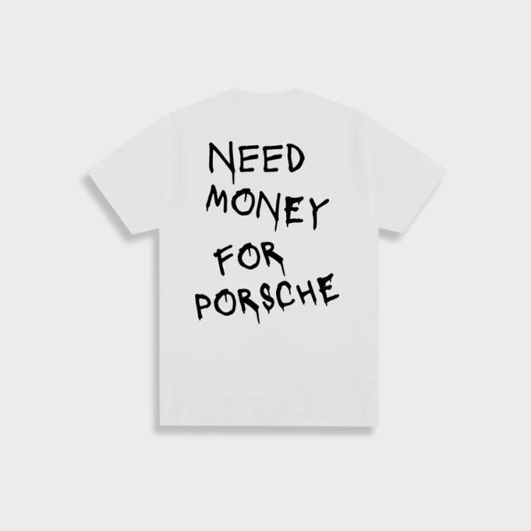 Marlon - Heren Vintage 'Geld nodig voor Porsche' Katoenen T-shirt