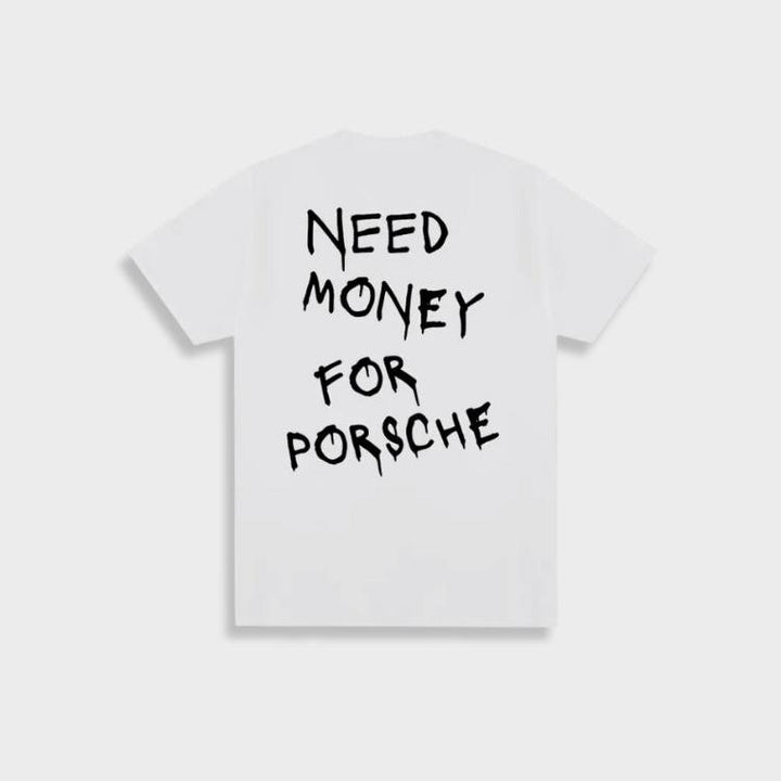 Marlon - Heren Vintage 'Geld nodig voor Porsche' Katoenen T-shirt