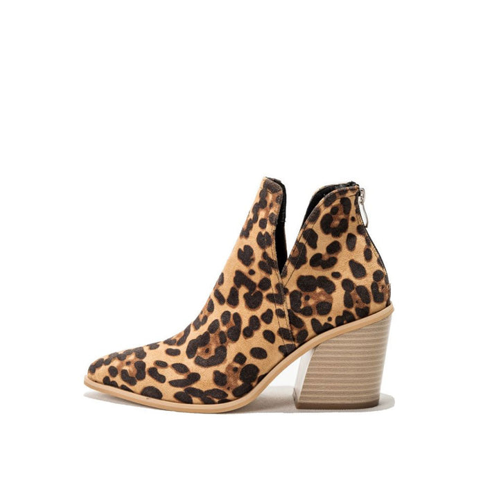 Kenia - Wild Puntige Teen Inkeping Chunky Hak Suede Enkellaarsjes