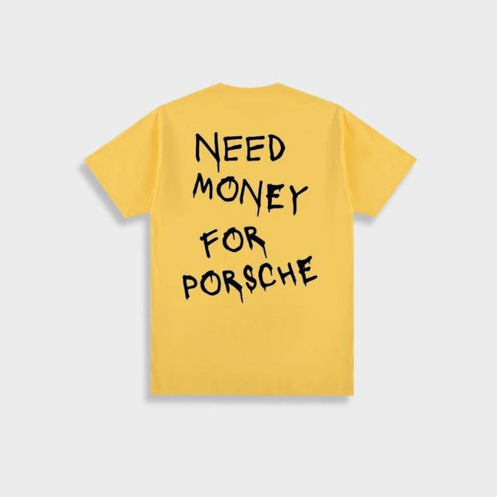 Marlon - Heren Vintage 'Geld nodig voor Porsche' Katoenen T-shirt